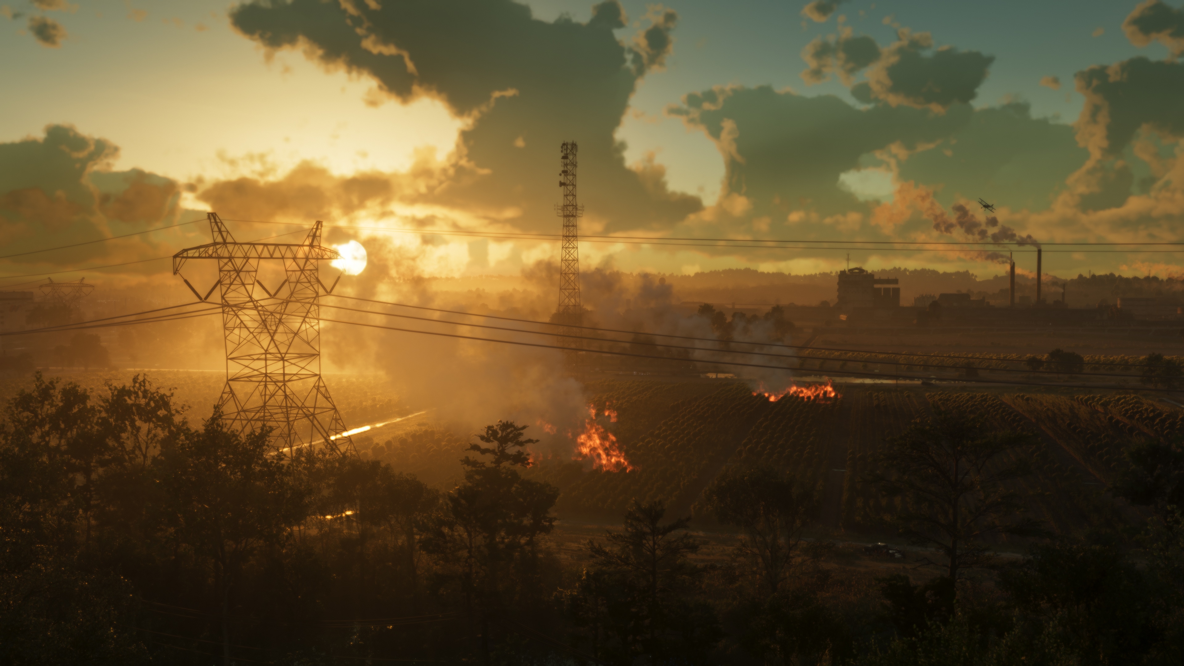 Industrial Ambrosia landscape at sunset.