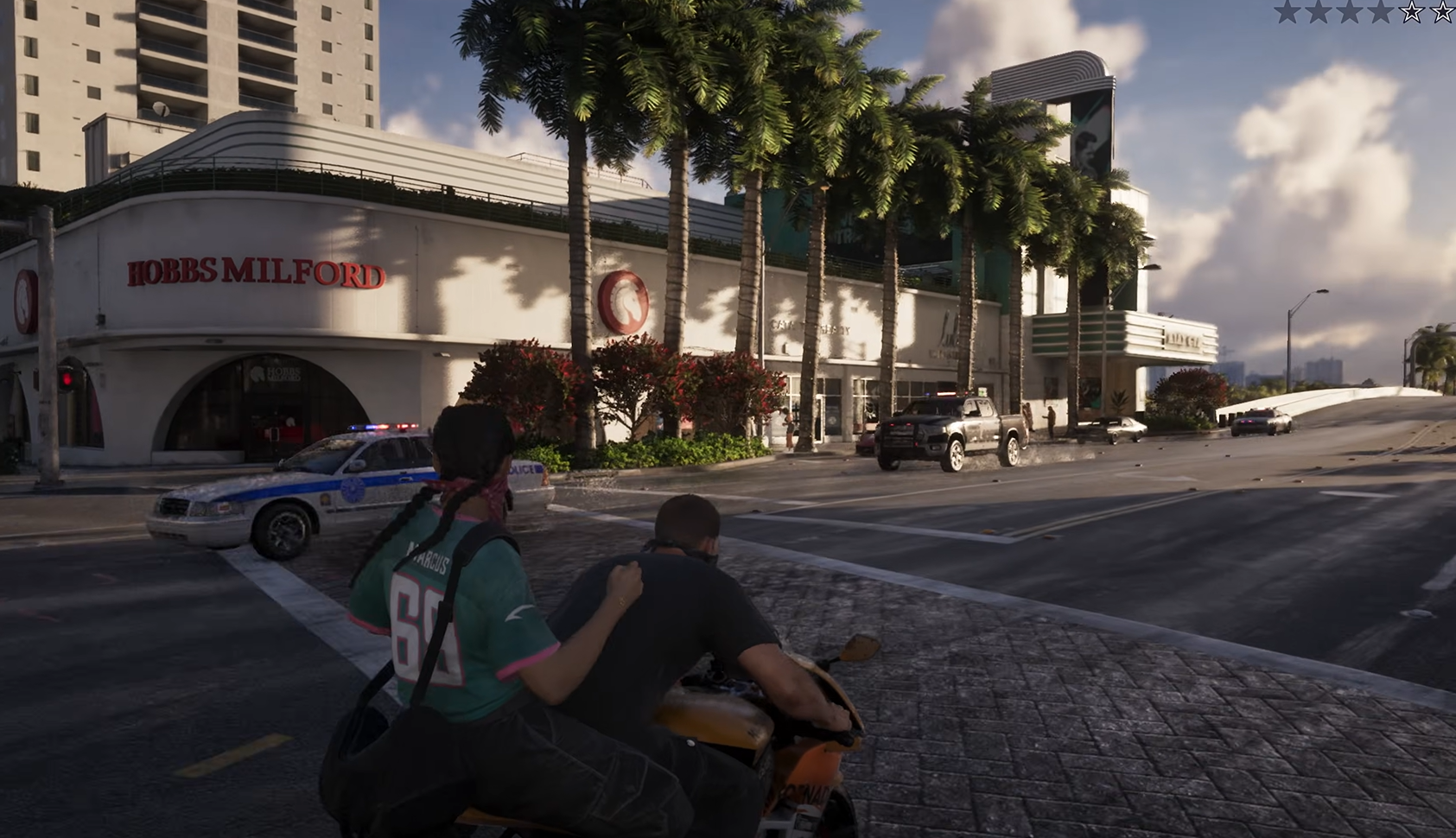 Jason and Lucia during a pursuit while police search for the couple