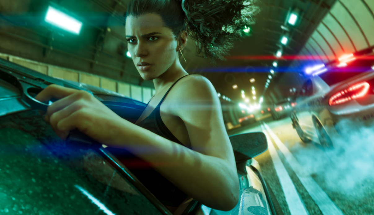 Lucia on the run from the police in GTA VI